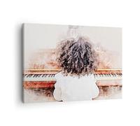 ARTTOR Tableau sur Toile Décoratif 70x50 cm Personnes Musique - 4702 | Enfant Piano Aquarelle Impression sur Toile Décoration Murale Art Mural Toile Imprimée Salon Chambre Cuisine ARTTOR