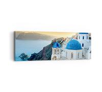 ARTTOR Tableau sur Toile Décoratif 90x30 cm Architecture Maritime - 2529 | Santorin Grèce Vacances Impression sur Toile Décoration Murale Art Mural Toile Imprimée Salon Chambre Cuisine ARTTOR