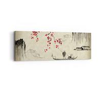ARTTOR Tableau sur Toile Décoratif 90x30 cm Paysages Personnes - 5020 | Fleur Cerises Japon Impression sur Toile Décoration Murale Art Mural Toile Imprimée Salon Chambre Cuisine ARTTOR