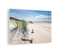 ARTTOR Tableau sur Verre Décoratif 70x50cm Paysages Maritime - 4281 | Mrzeżyno Plage Mer Impression sur Verre Décoration Murale Art Mural Verre Trempé Salon Chambre Cuisine Design Moderne ARTTOR