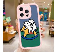 Artudatech Cute Two White Dogs Rocking Horse Shockproof TPU Phone Case for iPhone 14 Plus