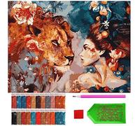 ARTULIO Diamond Painting Kit Complet - Femme avec une tigresse - 30x40 cm - 5D Broderie Diamant, Peinture Diamant Adulte