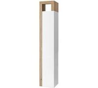 ARTURO - Armoire 1 porte 5 étagères blanc laqué et aspect bois finition Cadiz - Altobuy G