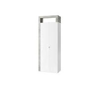 ARTURO - Armoire 2 portes 5 étagères blanc laqué et aspect béton -