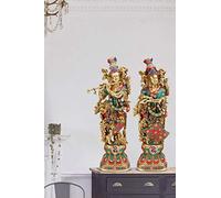 Artvarko Brass Lord Radha Krishna Couple Bhagwan Grande statue Murti pour décoration d'intérieur Pooja Temple Room Gallery Sculpture cadeau Hauteur 73 cm