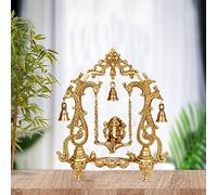 ARTVARKO Ganesh Jhula Diya avec cloches suspendues en laiton Ganesha Swing Statue Ganpati Desiner Paon Jhoola Kirtimukha Idol Murti pour décoration d'intérieur bureau Mandir cadeau 34 cm