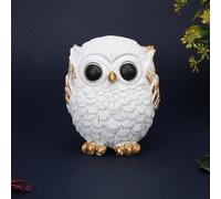 ARTVARKO Statue de chouette en résine pour porte-bonheur, argent Feng Shui, sagesse, bonheur, maison, jardin, pièce maîtresse cadeau (hauteur 8,9 cm, blanc)