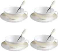 Artvigor Sets de tasses et soucoupes avec cuillère 4 pièces 160ml