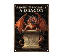 ARTWALLURE Plaque en métal rustique avec 5 panneaux « I'm Probably A Dragon » - Décoration murale rétro inspirée du château médiéval pour les amateurs de fantaisie - 30,5 x 40,6 cm