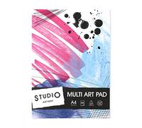 Artway Studio - Bloc de Papier pour Techniques Mixtes - 240 g/m²- 24 Feuilles (48 Pages) - Blanc - Format A4