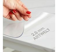 Artwelt Nappe Film de Table Transparent 2.0mm Polyvinylchloride Imperméable et Lavable Taille Souhaitée Film de Protection de Table Anti-Graisse (180cm X 100cm)