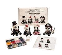 ArtX Figurine squelette en perles 3D - 12 cm - Décoration à suspendre pour Halloween - Objet effrayant - Fait à la main - Pour salon, fête, école, auberge, étudiants, collection créative à faire