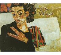 ARTXLXXBN Célèbre Affiches Imprimées Portrait Tableaux Autoportrait au contenant noir d'Egon Schiele Art Mural Classique Pour les Décorations pour la Maison 60x90cm