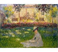 ARTXLXXBN Célèbre Affiches Imprimées Portrait Tableaux Femme au jardin de Claude Monet Art Mural Classique Pour les Décorations pour la Maison 60x90cm