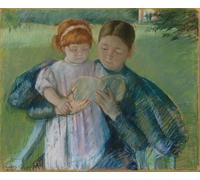 ARTXLXXBN Célèbre Affiches Imprimées Portrait Tableaux Infirmière lisant à une petite fille par Mary Cassatt Art Mural Classique Pour les Décorations pour la Maison 60x90cm