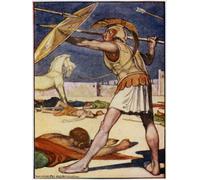 ARTXLXXBN Célèbre Affiches Imprimées Portrait Tableaux la pointe de la lance a survolé l'épaule gauche de Patrocle par William Heath Robinson Pour les Décorations pour la Maison 60x90cm