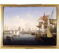 ARTXLXXBN Célèbre Affiches Imprimées Portrait Tableaux le Port de La Rochelle par Ambroise Louis Garneray Art Mural Classique Pour les Décorations pour la Maison 60x90cm