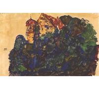 ARTXLXXBN Célèbre Affiches Imprimées Portrait Tableaux Tuer des châteaux par Egon Schiele Art Mural Classique Pour les Décorations pour la Maison 60x90cm