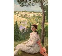 ARTXLXXBN Célèbre Affiches Imprimées Portrait Tableaux Vue du Village de Castelnau par Jean Frederic Bazille Art Mural Classique Pour les Décorations pour la Maison 60x90cm