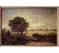 ARTXLXXBN Célèbre Art Mural Toile Impression Toile les Bords de Loire Peinture de Pierre Etienne Théodore Rousseau Images Abstraites Pour la Décoration du Salon 60x90cm
