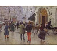 ARTXLXXBN Célèbre Imprimer Affiche Toile Photos D'Art le Boulevard Des Capucines et le Théâtre du Vaudeville de Jean Beraud Tableaux Posters Pour la Décoration de Bureau 60x90cm