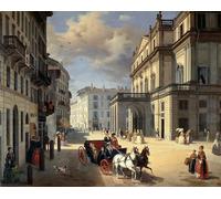 ARTXLXXBN Célèbre Peinture D'Art Murale Wall Art Peintures Façade du théâtre La par Angelo Inganni Impression Peinture Huile Pour la Décoration Murale 60x90cm