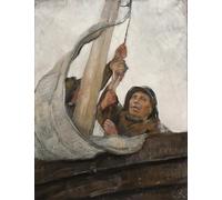 ARTXLXXBN Célèbre Peinture D'Art Murale Wall Art Peintures Mettre les voiles de Christian Krohg Impression Peinture Huile Pour la Décoration Murale 60x90cm