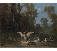 ARTXLXXBN Célèbre Tableaux Sur Toile Moderne Mur Art Canards se reposant au soleil de Jean Baptiste Oudry Animaux Art Posters Pour la Décoration de la Chambre à Coucher 60x90cm