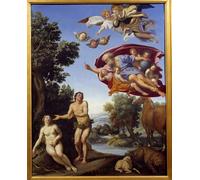 ARTXLXXBN Célèbre Tableaux Sur Toile Moderne Mur Art Dieu réprimande et Eve par Domenichino Animaux Art Posters Pour la Décoration de la Chambre à Coucher 60x90cm