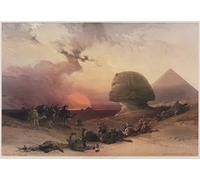 ARTXLXXBN Célèbre Tableaux Sur Toile Moderne Mur Art Egypte et Nubie Volume Iii Approche du désert de Simoon à Gizeh par Louis Haghe Pour la Décoration de la Chambre à Coucher 60x90cm