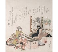 ARTXLXXBN Célèbre Tableaux Sur Toile Moderne Mur Art Femmes préparant le thé Aro et le porte-feu par Katsushika Hokusai Animaux Art Posters Pour la Décoration de la Chambre à Coucher 60x90cm