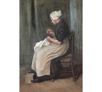 ARTXLXXBN Célèbre Tableaux Sur Toile Moderne Mur Art La femme de Scheveningen cousant par Vincent Van Gogh Animaux Art Posters Pour la Décoration de la Chambre à Coucher 60x90cm