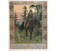 ARTXLXXBN Célèbre Tableaux Sur Toile Moderne Mur Art le cavalier noir un épisode de l'histoire russe vasilissa la par Ivan Yakovlevich Bilibin Pour la Décoration de la Chambre à Coucher 60x90cm