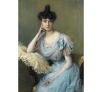 ARTXLXXBN Célèbre Tableaux Sur Toile Moderne Mur Art Portrait De Jeune Femme à La Robe Bleue De Paul Emile Chabas Animaux Art Posters Pour la Décoration de la Chambre à Coucher 60x90cm
