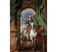 ARTXLXXBN Célèbre Tableaux Sur Toile Moderne Mur Art Portrait équestre de Charles Ier par Van Dyck Animaux Art Posters Pour la Décoration de la Chambre à Coucher 60x90cm