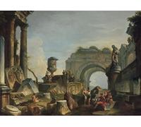 ARTXLXXBN Célèbre Tableaux Sur Toile Moderne Mur Art Scène classique avec personnages de Paolo Pannini Animaux Art Posters Pour la Décoration de la Chambre à Coucher 60x90cm