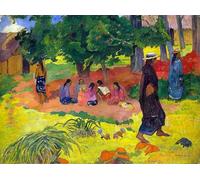 ARTXLXXBN Célèbre Tableaux Sur Toile Moderne Mur Art Taperaa Mahana fin d'après-midi de Paul Gauguin Animaux Art Posters Pour la Décoration de la Chambre à Coucher 60x90cm
