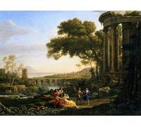 ARTXLXXBN De Célèbres Tableaux Affiches Imprimées Portrait Tableaux Paysage avec nymphe et satyre dansant par Claude Lorrain Art Mural Classique Pour les Décorations pour la Maison 60x90cm
