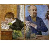 ARTXLXXBN De Célèbres Tableaux Affiches Imprimées Portrait Tableaux Portrait du sculpteur Jean Paul Aube et de son fils Emile par Paul Gauguin Pour les Décorations pour la Maison 60x90cm