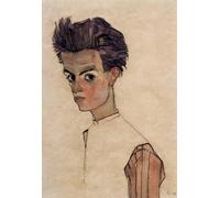 ARTXLXXBN De Célèbres Tableaux Affiches Imprimées Portrait Tableaux Selbstbildnis par Egon Schiele Art Mural Classique Pour les Décorations pour la Maison 60x90cm