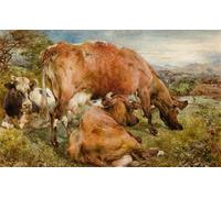 ARTXLXXBN De Célèbres Tableaux Affiches Imprimées Portrait Tableaux Trois vaches dans un champ de William Huggins Art Mural Classique Pour les Décorations pour la Maison 60x90cm