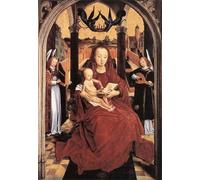 ARTXLXXBN De Célèbres Tableaux Affiches Imprimées Portrait Tableaux Vierge à l'Enfant intronisée avec deux anges musiciens de Hans Memling Pour les Décorations pour la Maison 60x90cm