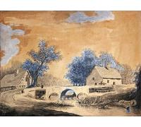 ARTXLXXBN De Célèbres Tableaux Affiches Imprimées Portrait Tableaux Vue d'un petit pont près d'Amsterdam fin du siècle par Louis François Cassas Pour les Décorations pour la Maison 60x90cm