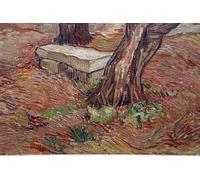ARTXLXXBN De Célèbres Tableaux Art Mural Toile Impression Toile Banc de pierre de Vincent Van Gogh dans l'asile de Saint Rémy par Vincent Van Gogh Images Abstraites Pour la Décoration du Salon 60x90cm