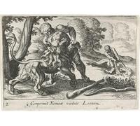 ARTXLXXBN De Célèbres Tableaux Art Mural Toile Impression Toile Hercule au combat contre le lion de Némée par Simon Frisius Images Abstraites Pour la Décoration du Salon 60x90cm