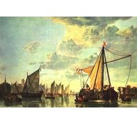 ARTXLXXBN De Célèbres Tableaux Art Mural Toile Impression Toile la Meuse à Dordrecht Aelbert Cuyp Images Abstraites Pour la Décoration du Salon 60x90cm
