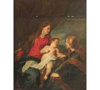 ARTXLXXBN De Célèbres Tableaux Art Mural Toile Impression Toile Le Mariage Mystique de Sainte Catherine d'Alexandrie parVan Dyck Images Abstraites Pour la Décoration du Salon 60x90cm