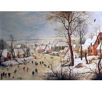 ARTXLXXBN De Célèbres Tableaux Art Mural Toile Impression Toile Paysage d'hiver avec piège à oiseaux de Pieter Brueghel le Jeune Images Abstraites Pour la Décoration du Salon 60x90cm