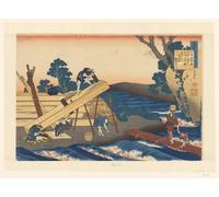 ARTXLXXBN De Célèbres Tableaux Art Mural Toile Impression Toile Scierie au détour d'une rivière Poèmes de Katsushika Hokusai Images Abstraites Pour la Décoration du Salon 60x90cm