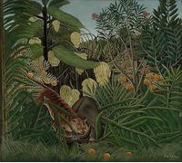 ARTXLXXBN De Célèbres Tableaux Imprimer Affiche Toile Photos D'Art Combat de tigre d'Henri Rousseau Tableaux Posters Pour la Décoration de Bureau 60x90cm